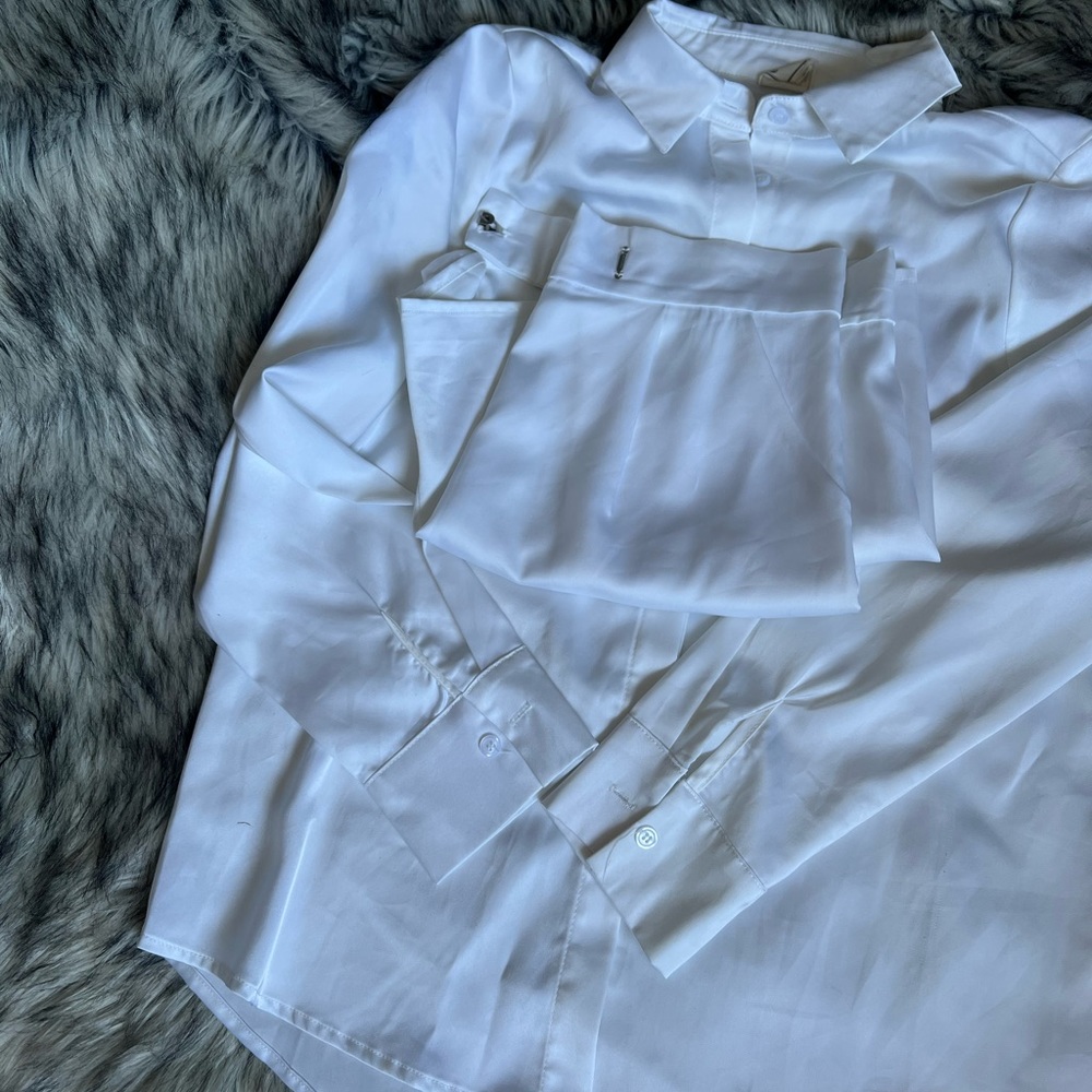 Satin Shorts And Button Down Set - image 3